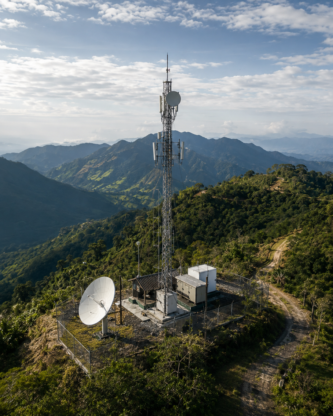 Satellite connectivity infrastructure installed in a remote area