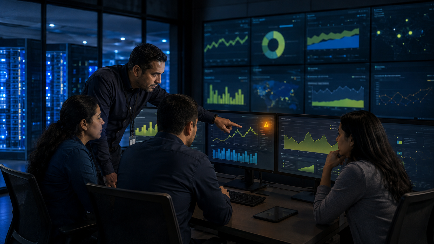 Equipo de operaciones evaluando el impacto financiero de una indisponibilidad