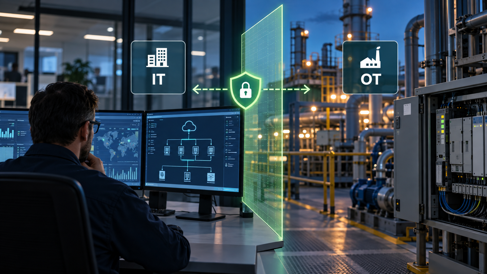 Secure segmentation between IT and OT networks in an industrial operation
